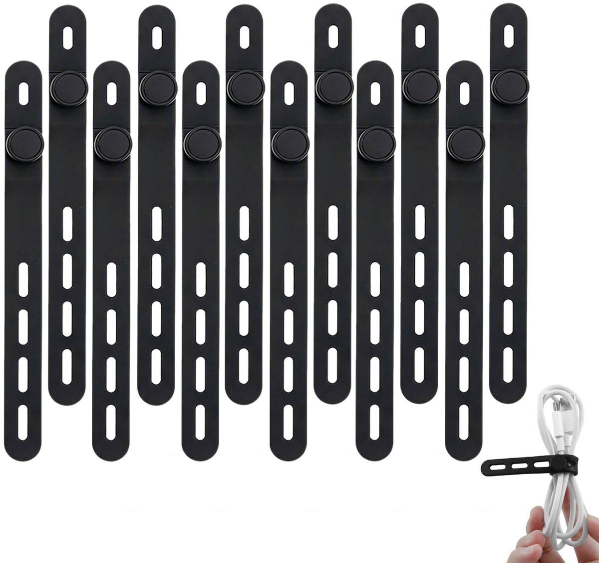 Elzusha - 12 Stuks Silicone Kabelbinders voor Organisatie