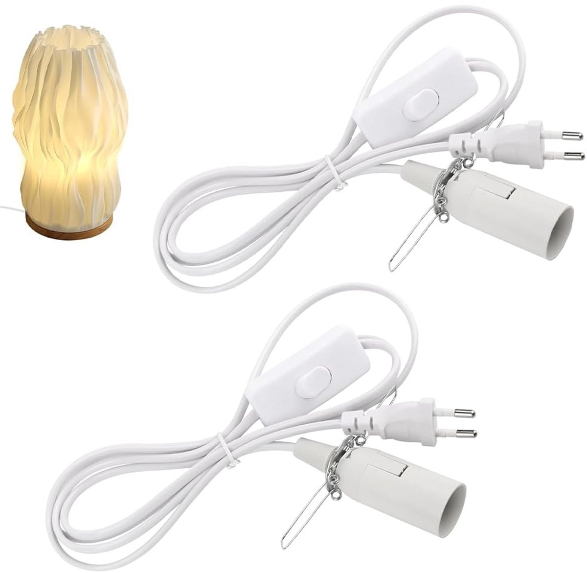 Elzusha - Set van 2 E14 Lampkabels met Schakelaar voor Zoutlampen