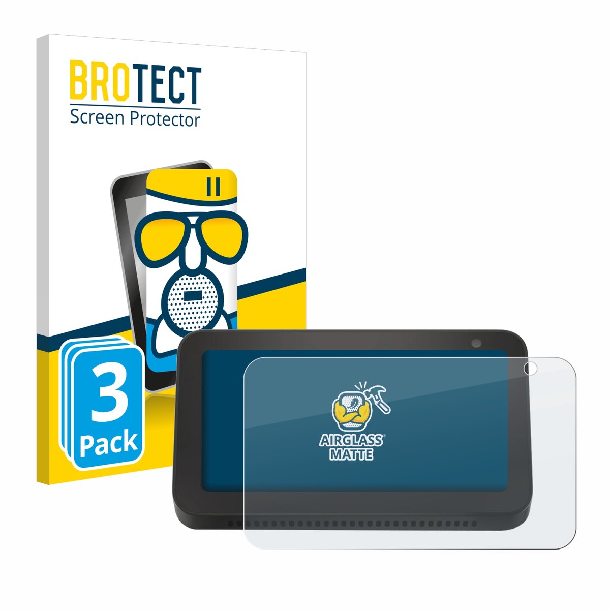 BROTECT - Screenprotector voor Amazon Echo Show 5 (2. Gen.) - Folie Beschermfolie Beschermglas matte 3 Stuks