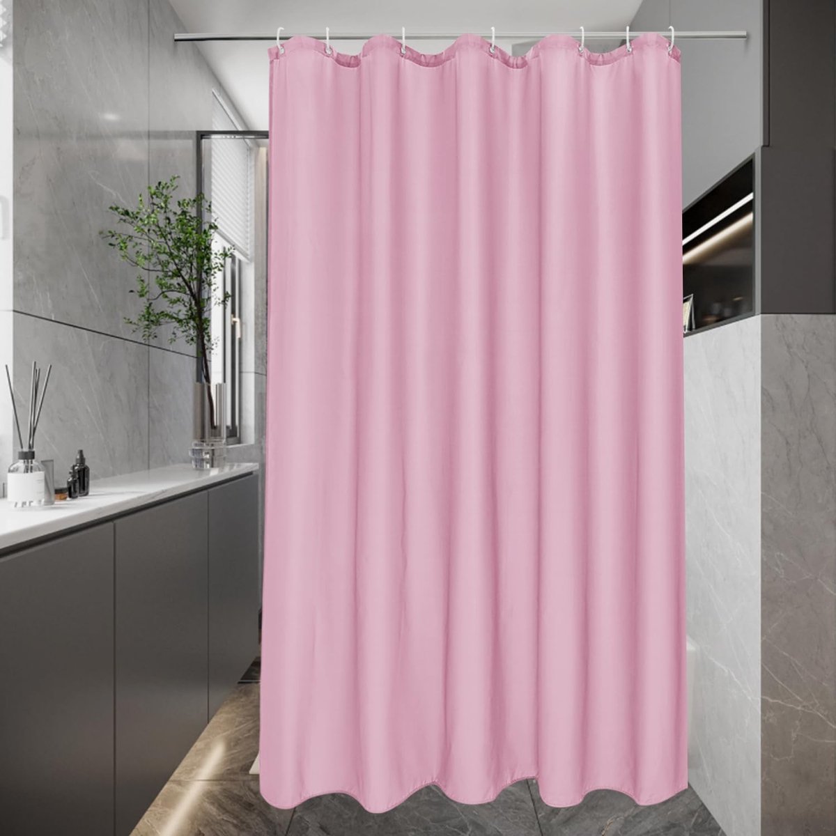 Elzusha - Narrow Douchegordijn 100 x 200 cm - Waterdicht en Antibacterieel in Roze
