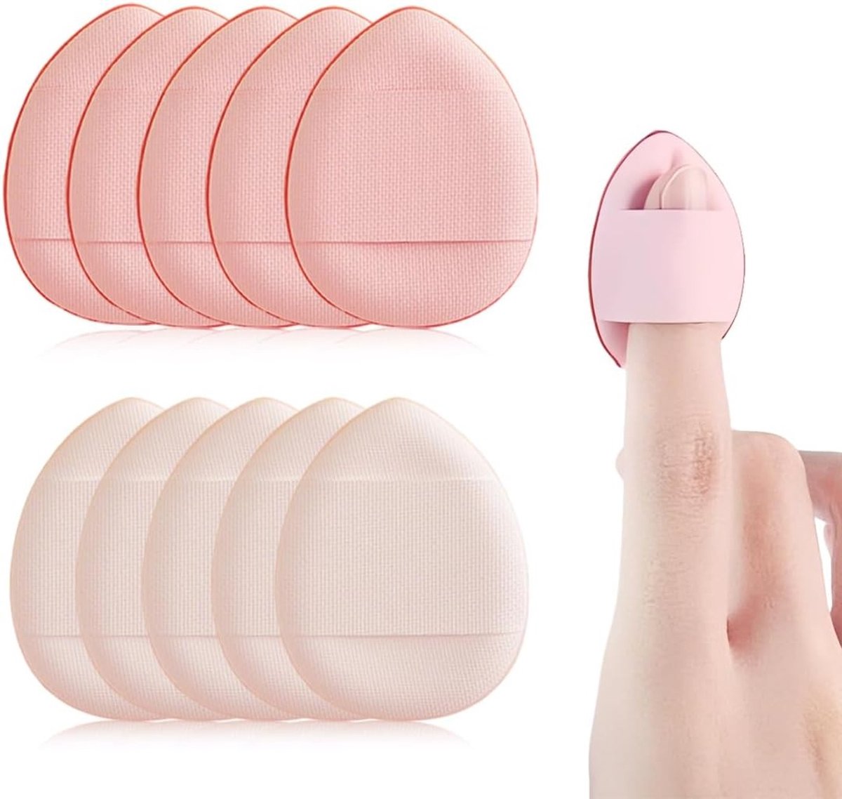 Mini Soffietti en Spugnette voor Make-up - Triangulaire Poeder Applicators voor Fondotint, Concealer en Primer, Set van 10 (3x4 cm) in Wit en Roze