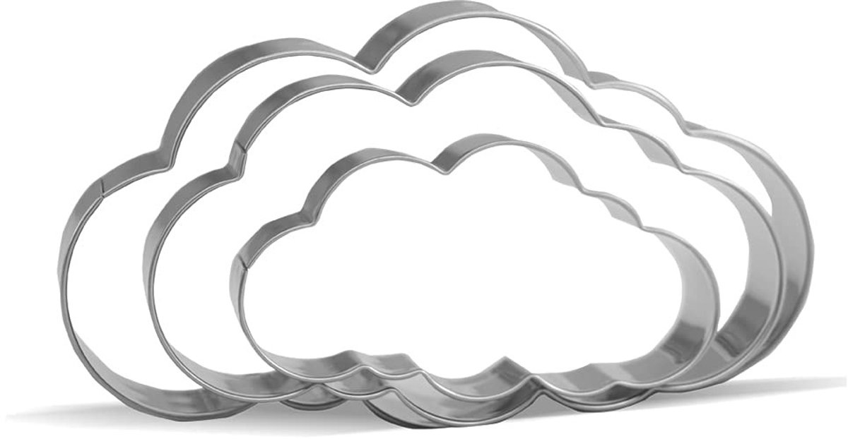 Elzusha - Wolken Koekjesuitsteeker Set - 3 Stuks van RVS