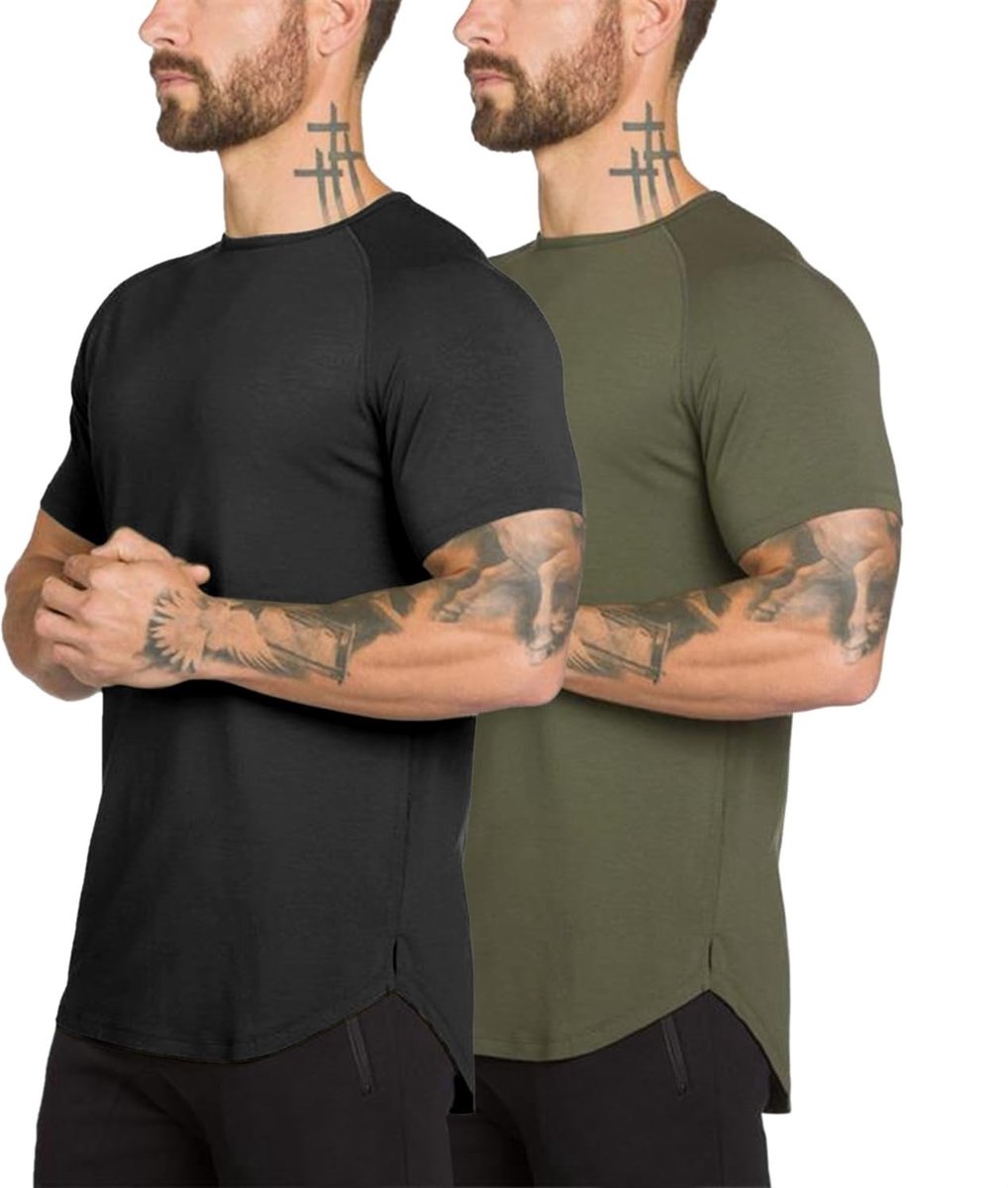 Elzusha - Slim Fit Gym T-Shirt Katoen, 2-Pack