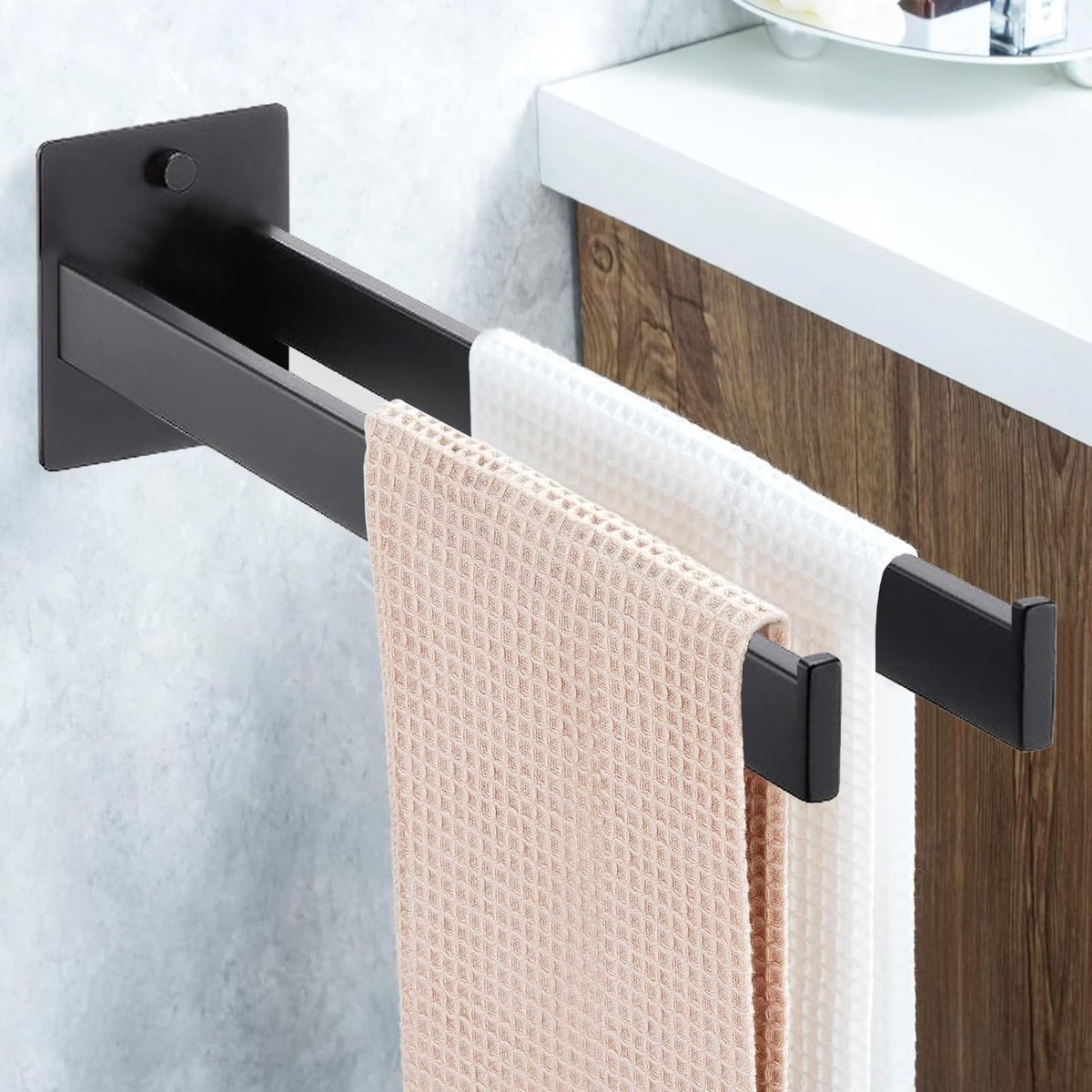 Elzusha - Handdoekhouder zonder boren, 2-in-1 RVS Handdoekrek