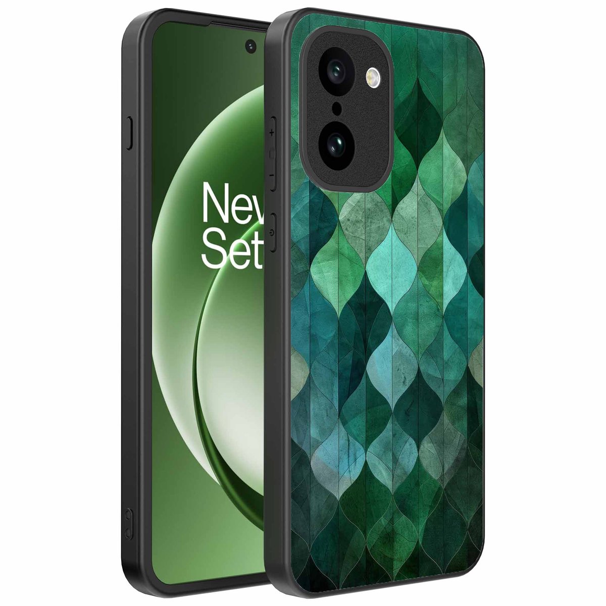 Geschikt voor OnePlus 15R Telefoonhoesje met Groene Bladeren Opdruk - TPU Backcover Case Green Leafs Design - Groen - Smartphonica geschikt voor OnePlus 15R