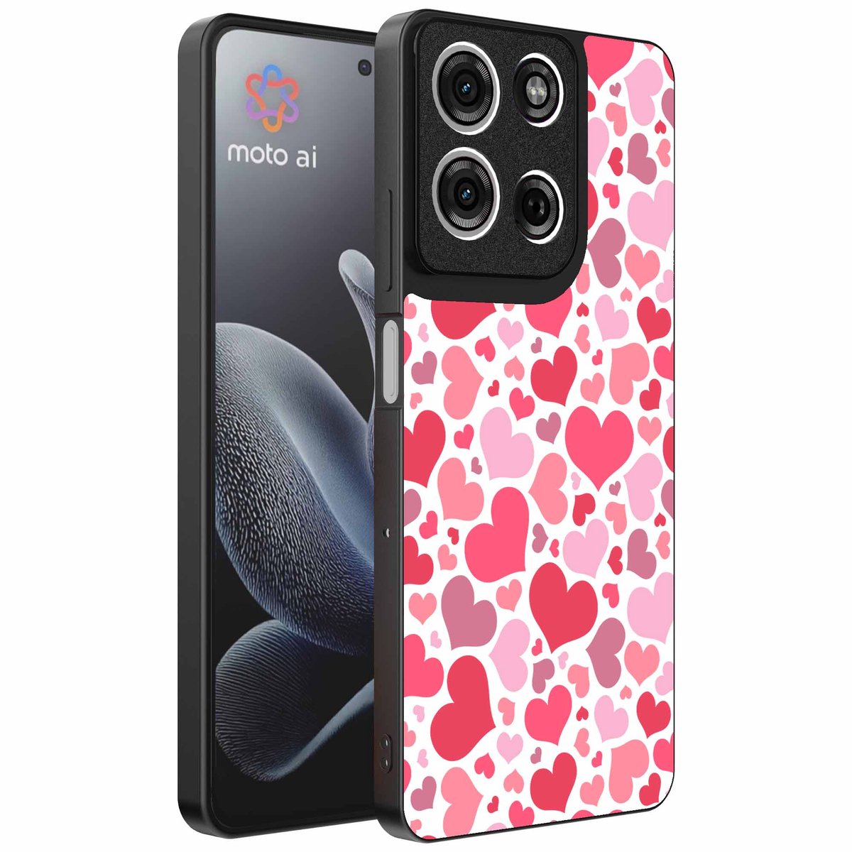 Geschikt voor Motorola Edge 70 Telefoonhoesje met Hartjes Print - Hearts Design TPU Backcover Case - Kinder Hoesje met Hartjes Design - Smartphonica geschikt voor Motorola Edge 70