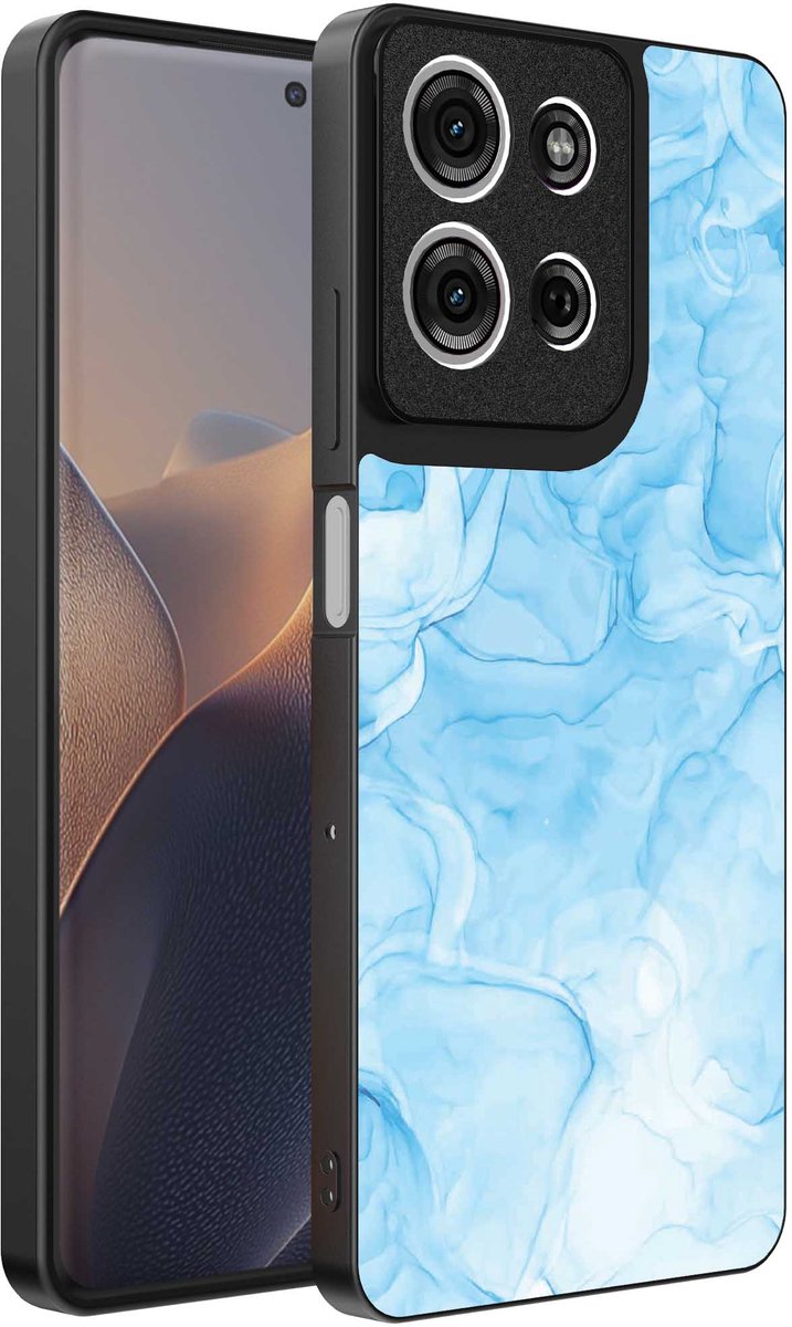 Geschikt voor Motorola Edge 60 Fusion Telefoonhoesje met marmer opdruk - TPU backcover case marble design - Lichtblauw - Smartphonica geschikt voor Motorola Edge 60 Fusion