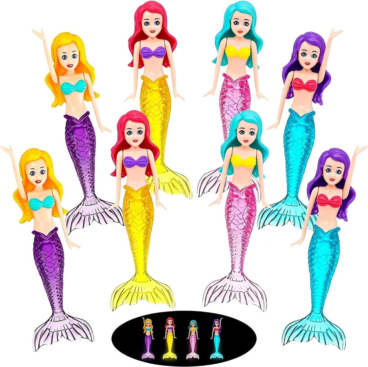 Diving Mermaid Speelgoed Set met Luminous Effect - 4/8 Stuks voor Zwemtraining en Onderwaterplezier