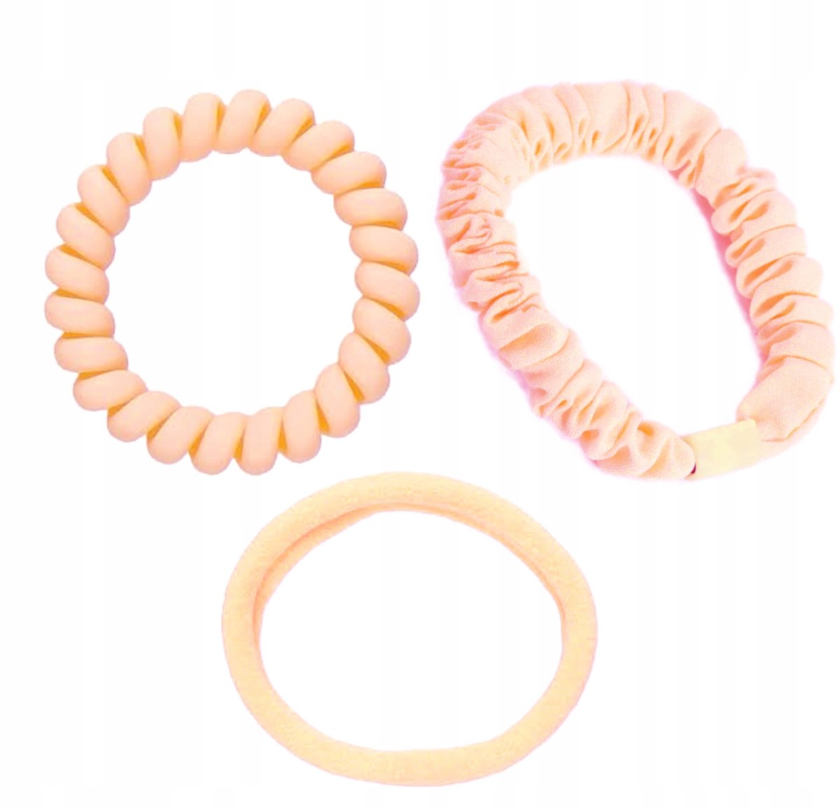 Set van 3 Haar elastiekjes - Frotte, Spiraal, 3 cm