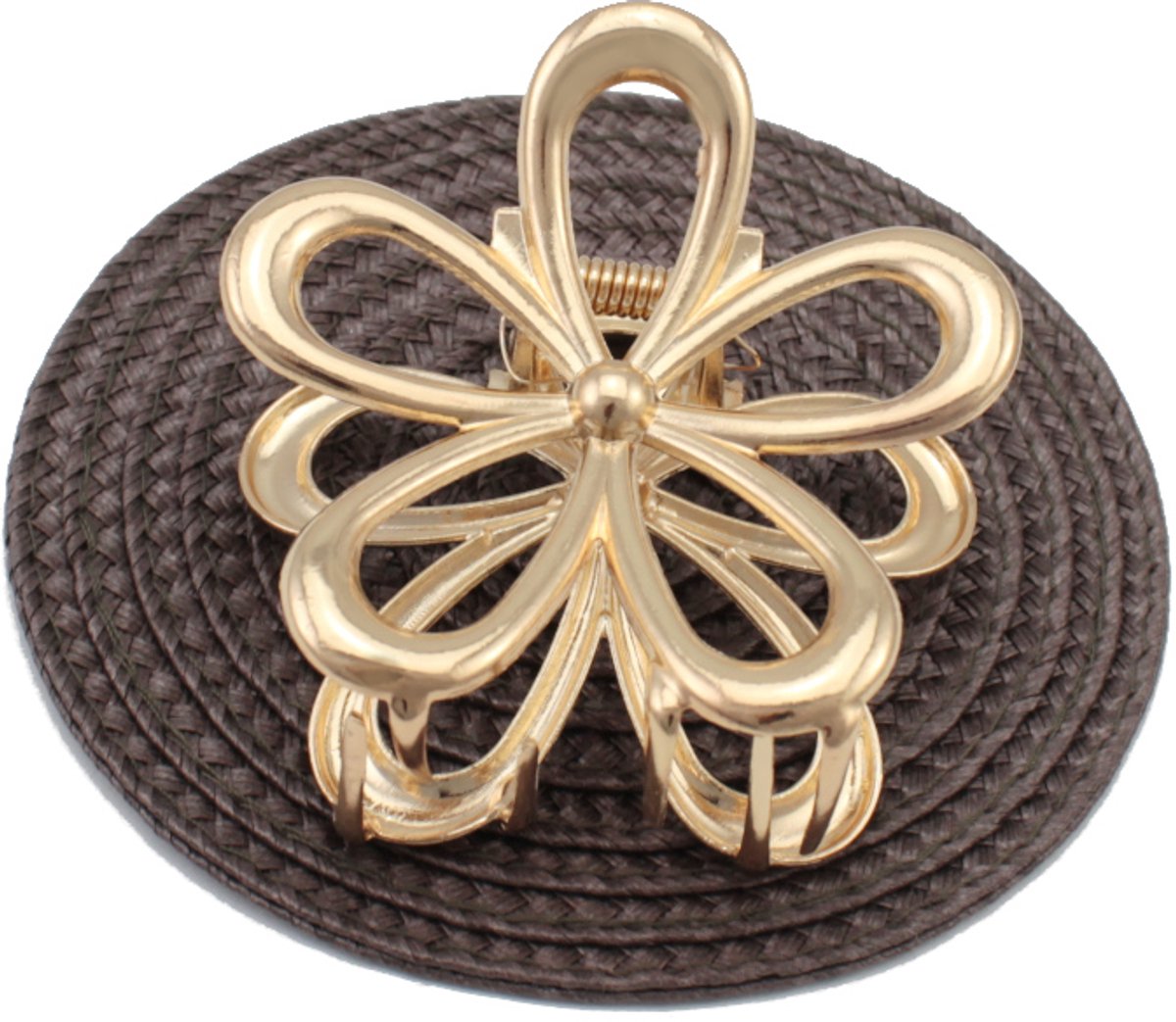 Grote Gouden Metaal Bloemen Haarclip Boho Stijl