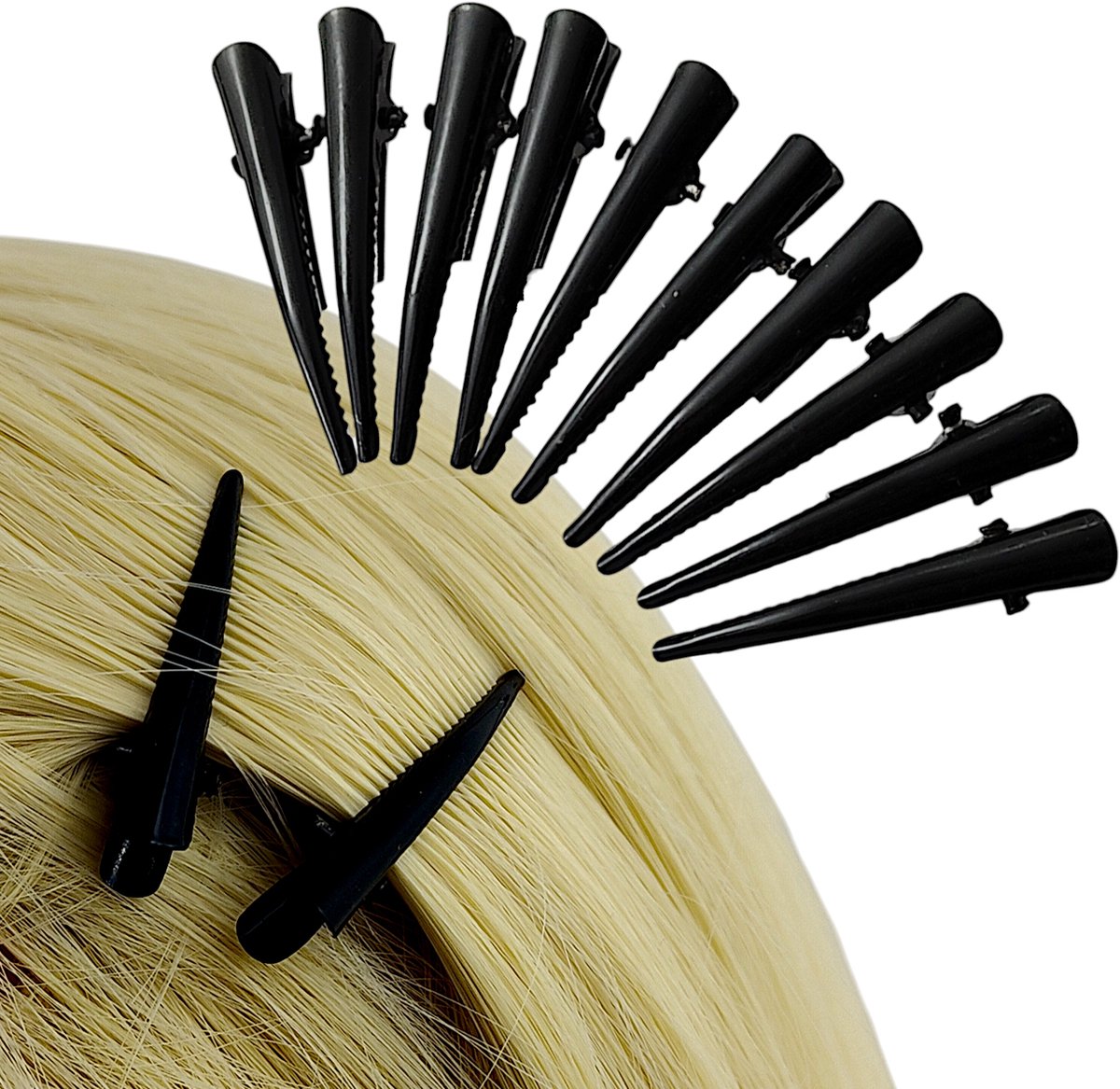 Zwarte Metalen Tukan Haarclips - Set van 12