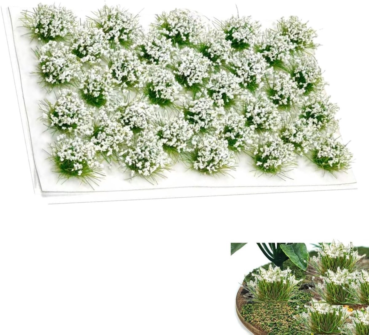 32 Stuks Statig Gras Tuft Blokken voor Miniatuur Ornamenten, Modelspoor en Landschapsdecoratie