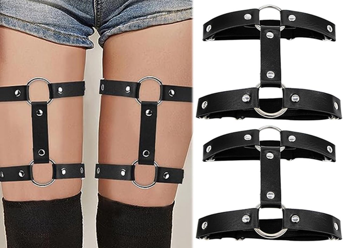 Set van 2 punk garters voor vrouwen, trendy accessoires voor modebewuste meisjes en dames.