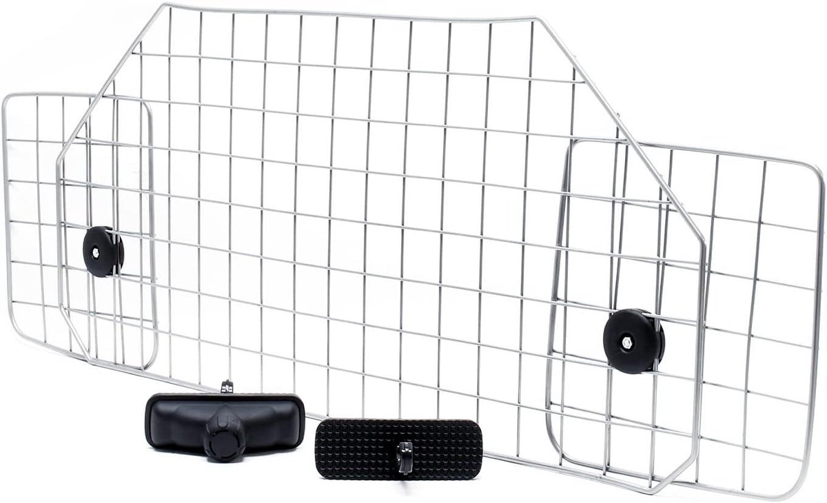 Hondenrek Auto - Scheidingshek Universal - Veilig Transport - Traploos Verstelbaar - 90-128 cm Breed - Zwart