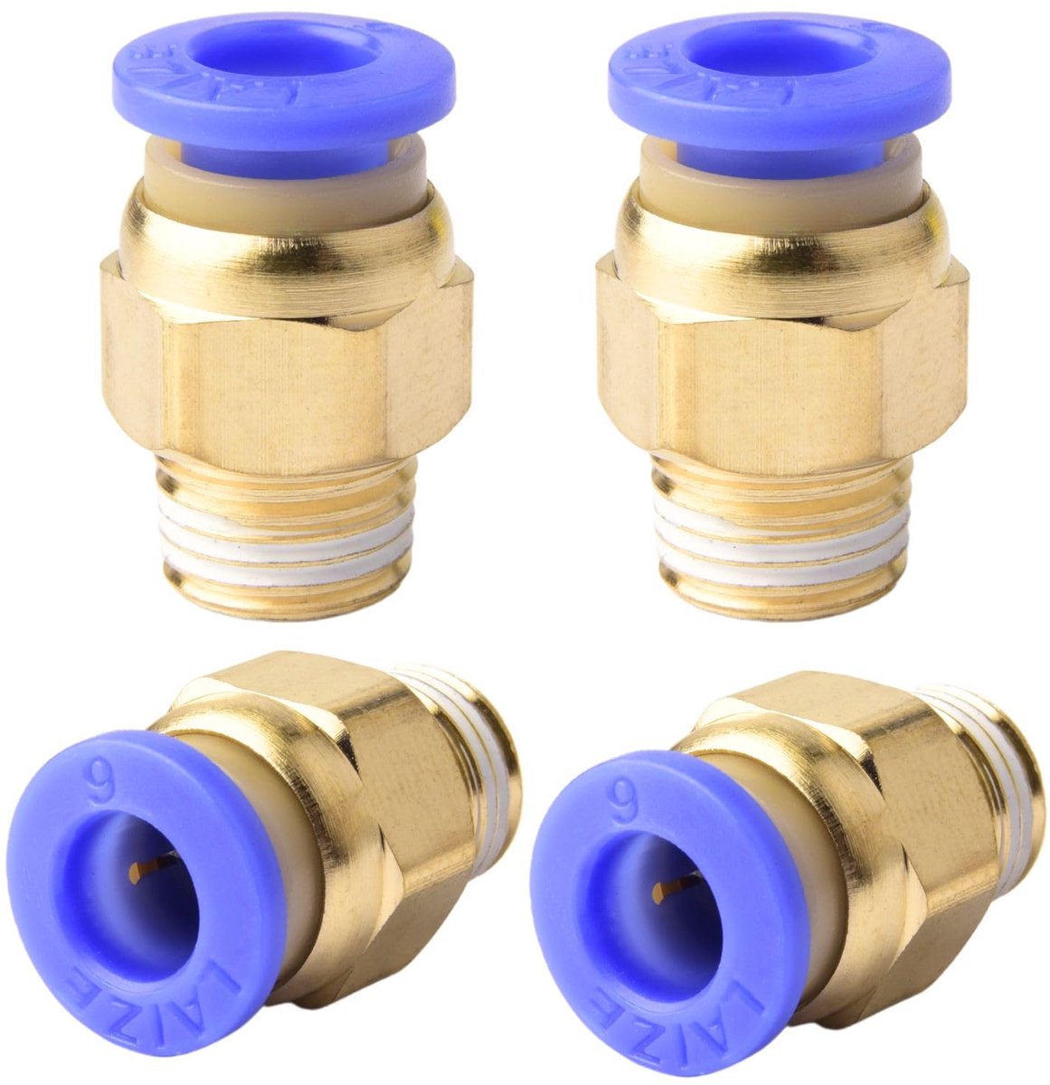 4 stuks 6 mm 1/8''PT buitendraad rechte Push to Connect-fittings insteekpneumatische snelkoppeling - ShopVlot