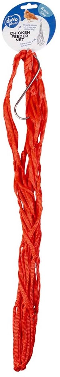 Duvo+ Voedernet voor kippen rood 50 x 18 cm | nylon snackhouder voor groenvoer