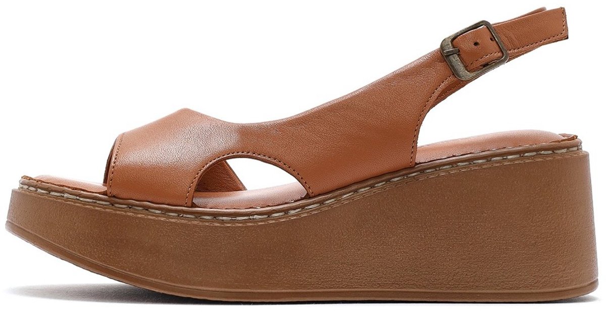 DERIMOD Platform Sandals Leather Platform Sandals