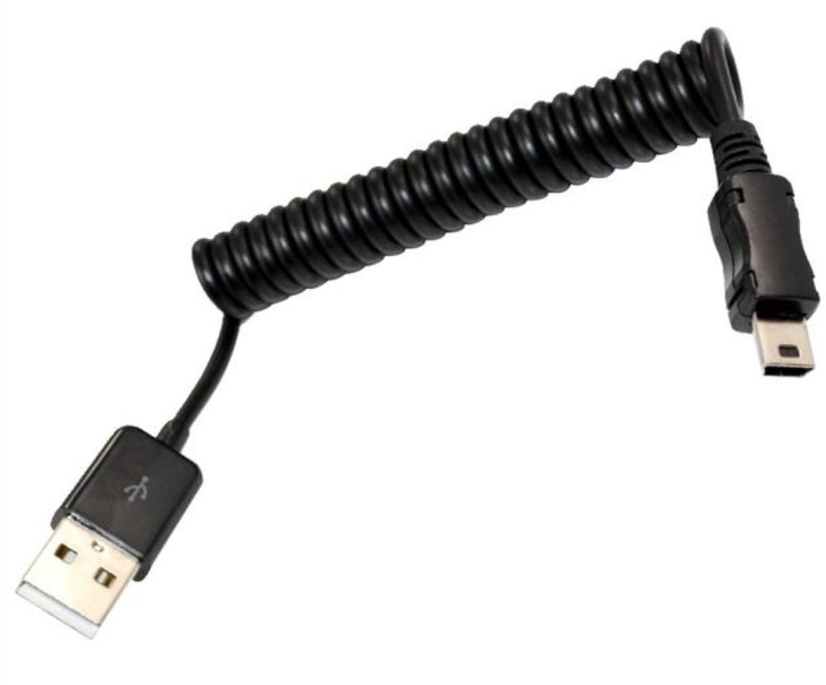 Spiraalkabel USB naar Mini USB - 10-100cm - Compact