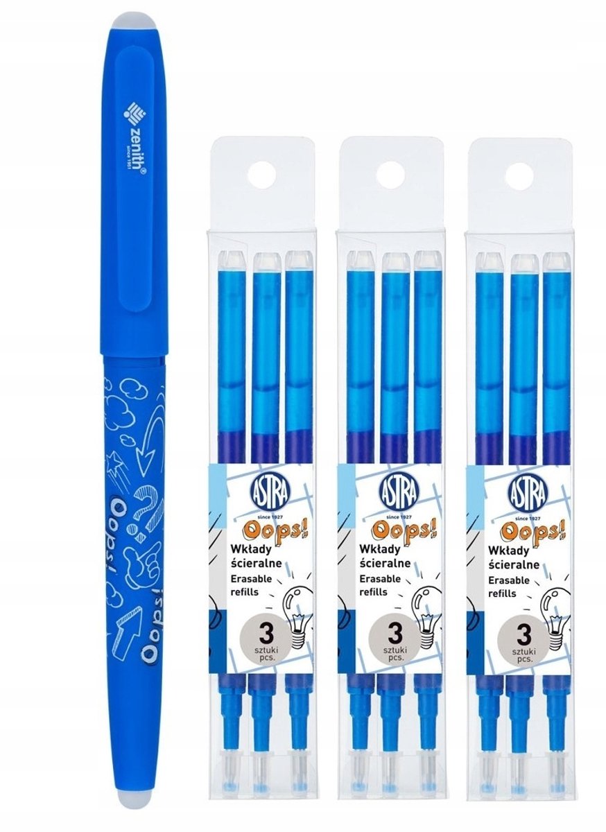 ASTRA Oops! Uitwisbare Pen Blauw + 9 Navullingen