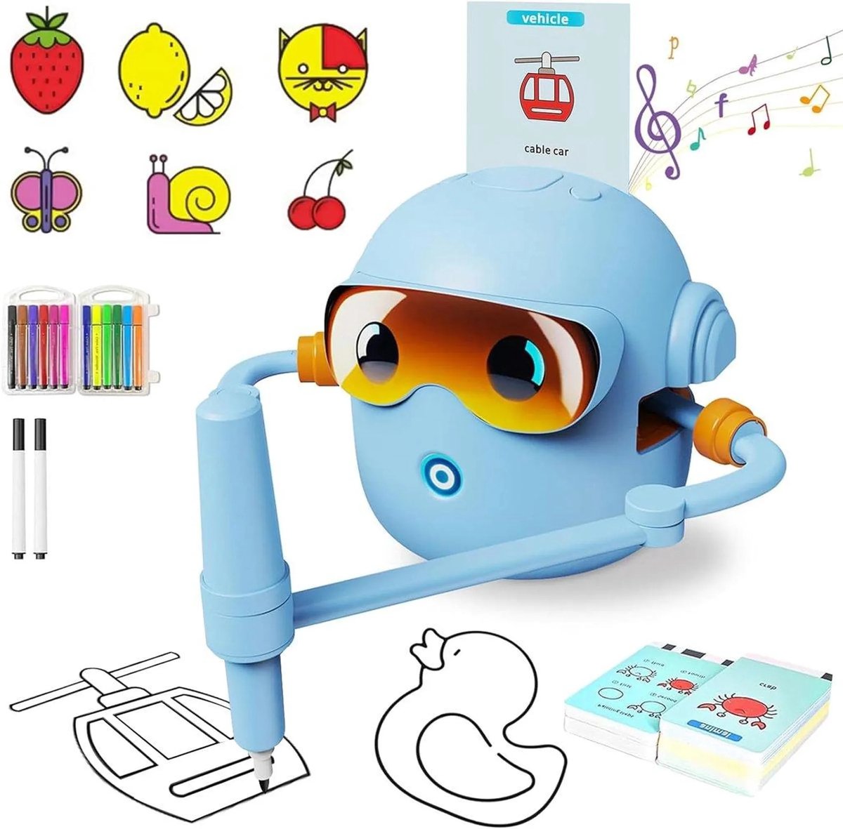 casalora - Teken robot voor kinderen - Tekenrobot Blauw- Leren Tekenen voor kinderen Montessori Speelgoed - Educatief Speelgoed meisjes 3tot8 jaar - Stap voor stap tekenen kinderen - Robot Speelgoed Motoriek Speelgoed Sinterklaas cadeautjes