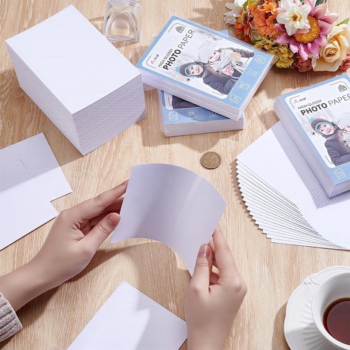700 vellen glanzend fotopapier 15,2 x 10,2 cm, 200 g/m² voor inkjetprinten, ideaal voor wenskaarten, kalender en reclame-uitingen