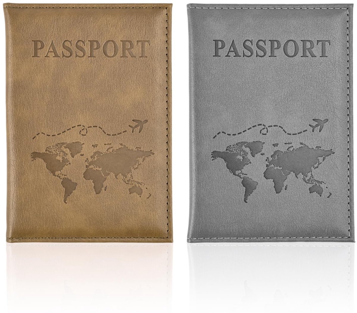 2 Stuks Paspoorthoesjes, PU Lederen Paspoort Cover Travel Wallet voor Paspoort, Creditcard, Ticket en ID - ShopVlot