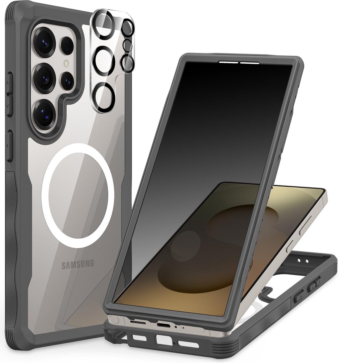 Elzusha - Beschermhoes voor Smartphone met Privacy Bescherming en Tempered Glass