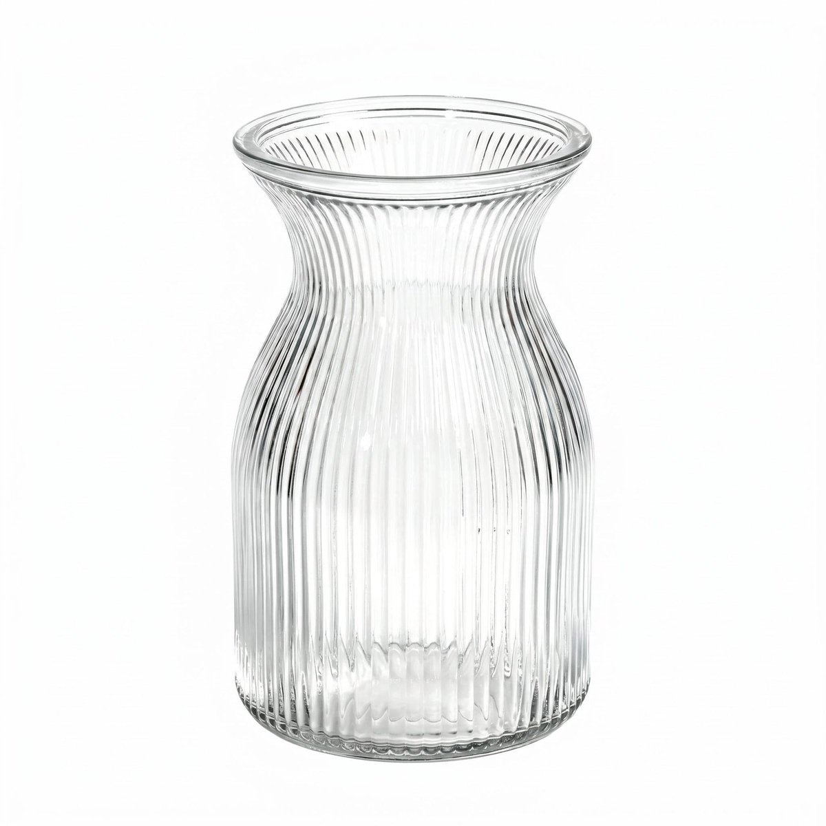 Elzusha - Vintage Glazen Vaas met Groefdesign voor Bloemen