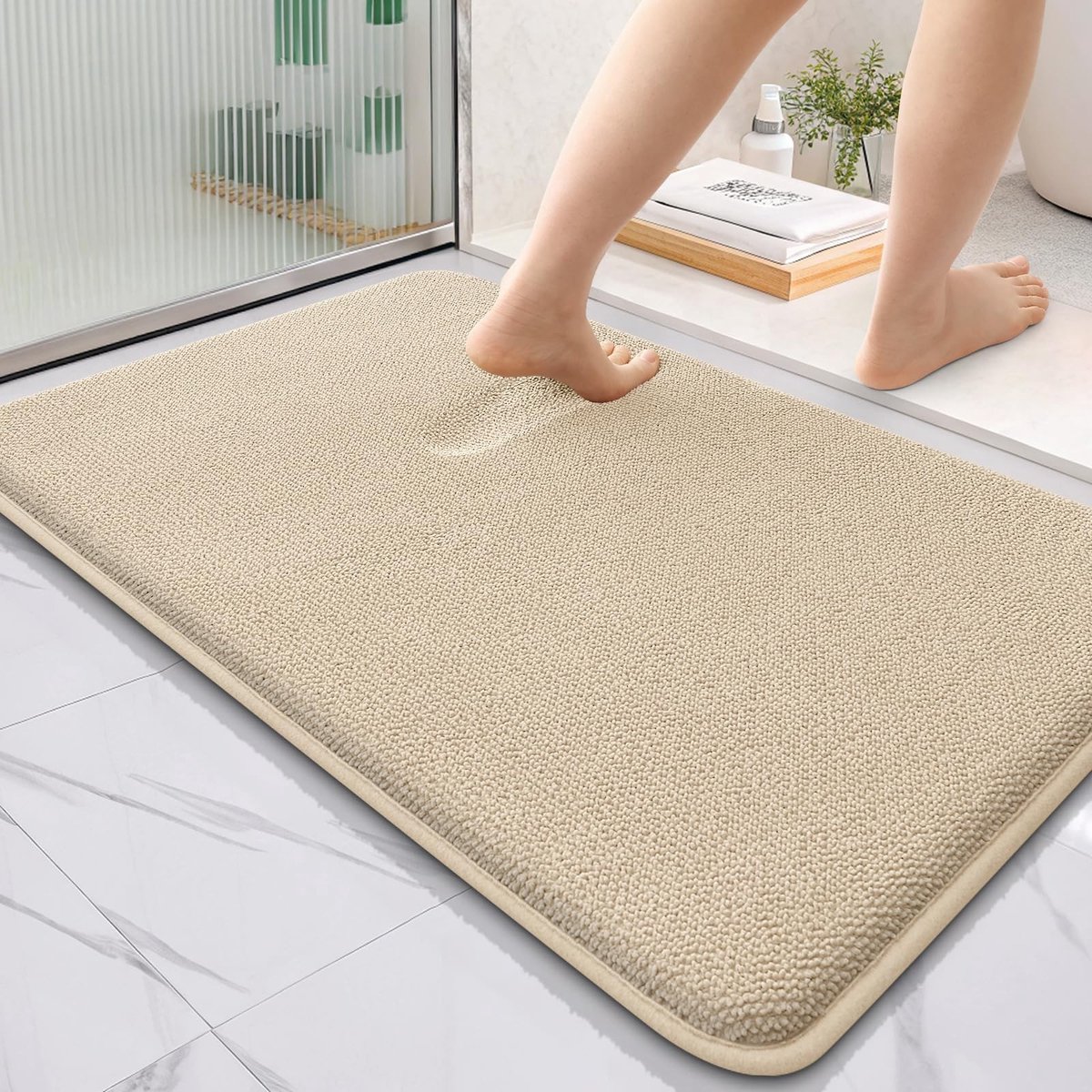 Elzusha - Memory Foam Badmat 60x90 cm, Antislip en Wasbaar, Beige