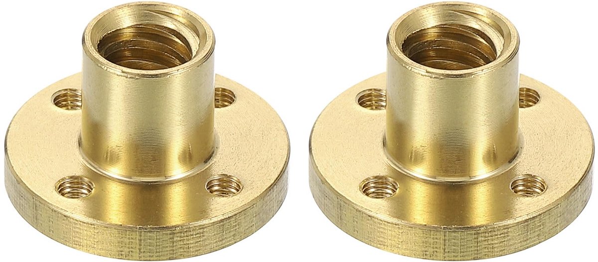 Elzusha - 2 Stuks Messing Trapezium Moeren voor 3D Printer - Vervangingen voor Schroeven en Onderdelen