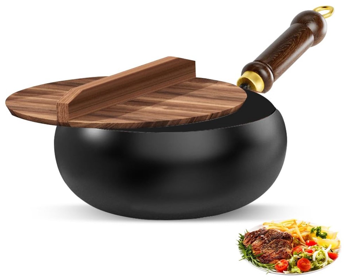 Elzusha - Handgesmede IJzeren Pan, Ongecoat, Groot