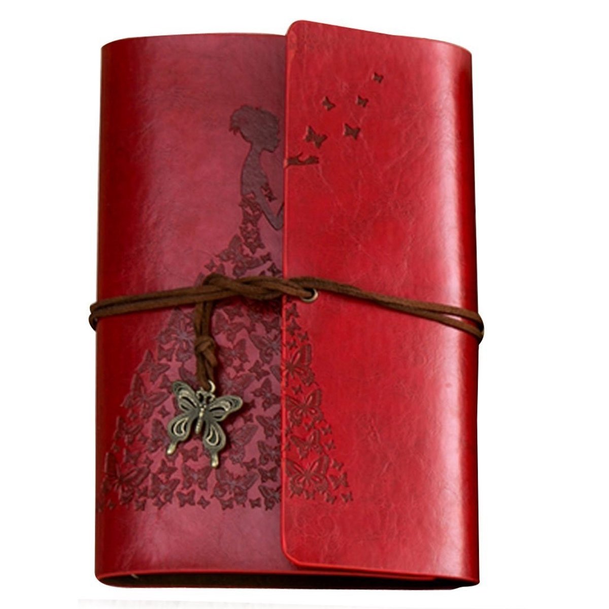 Elzusha - Vintage Leder Notitieboek A6 met Vlinderontwerp