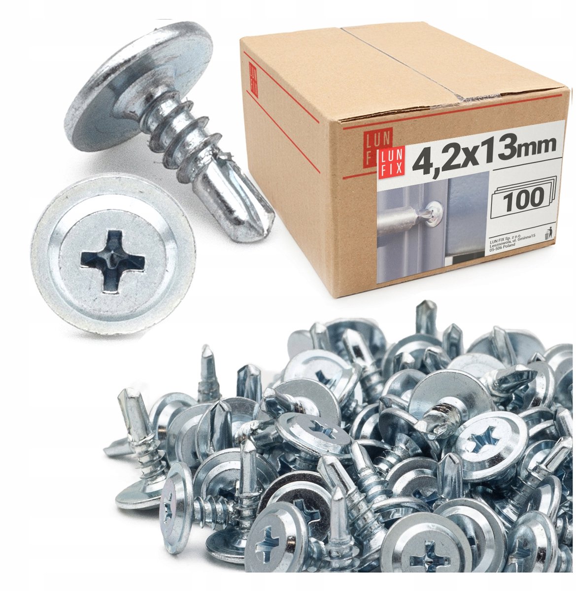 Zelfborende Metaalschroeven 4,2x13mm, Verzinkt, 100 Stuks