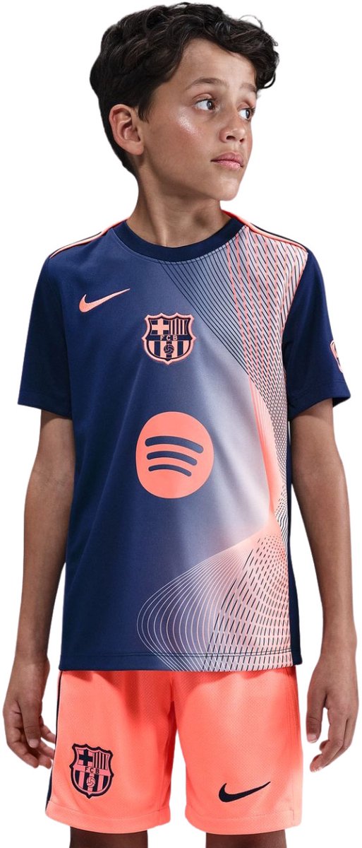 Nike T-shirt Kinderen FC Barcelona Academy Pro Marineblauw/Oranje - Maat S