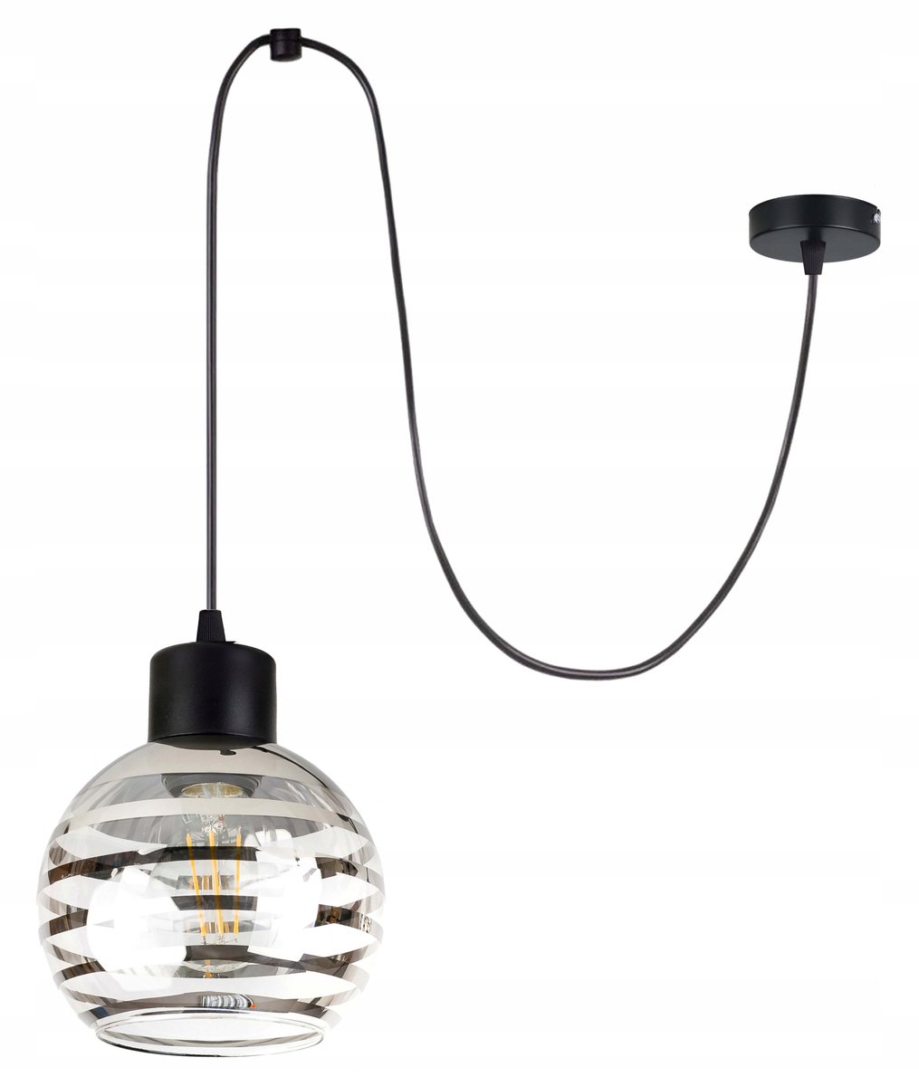Loft Hanglamp E27 met Glazen Kap - Zwart/Goud