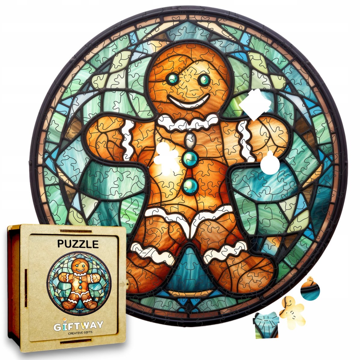 Houten Puzzel Koekjesman 217 Stukjes - Unieke Vormen, Cadeau
