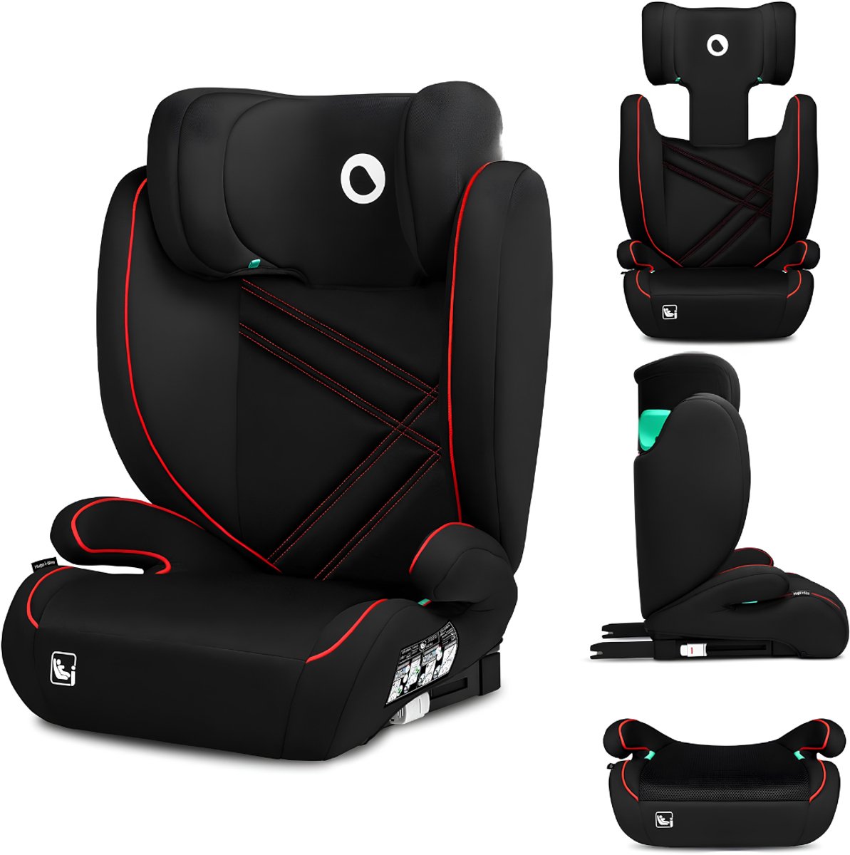 Ploutos® Autostoel - 8-Position Adjustable Headrest - Kinderzitje Auto - Kinderstoel Auto - Zwart/Rood - 42cm x 46cm x 60cm