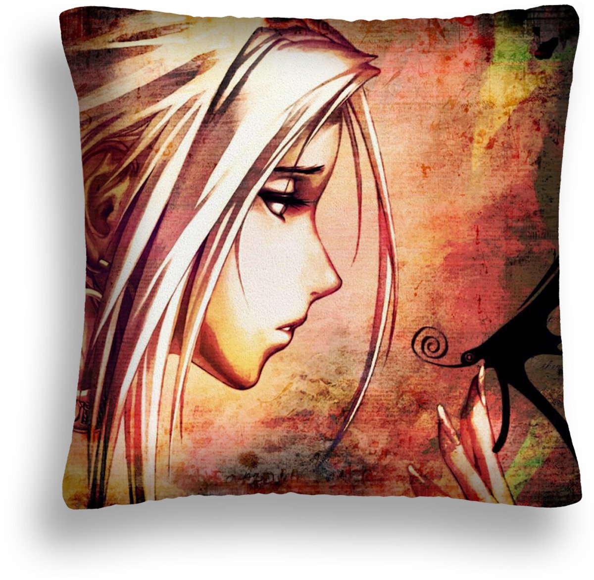 Anime Decoratief Kussen 40x40cm - Zwartvlinder Motief