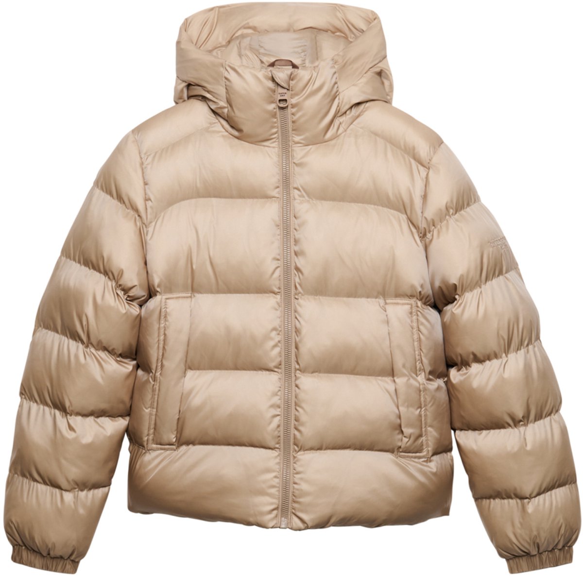 Superdry Jas Hooded Shine Puffer Jacket W5012187a Mushroom Dames Beige