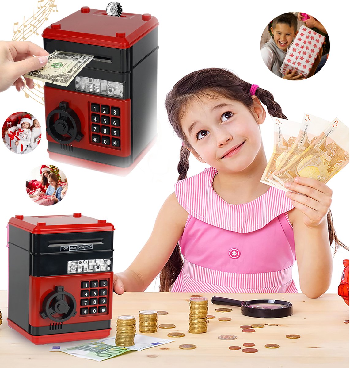 Elektronische Spaarpot, Spaarpot Met Wachtwoordcode, Spaarbox Voor Contant Geld En Munten, Geldkluis Met Pinpas En Wachtwoord.