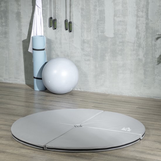 Paaldansmat-5 cm dikke ronde plastic mat voor paaldansoefeningen-gymnastiek en yoga-lichtgrijs — afbeelding 3