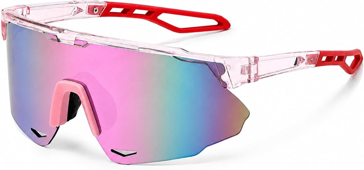 Sportieve Zonnebril voor Mannen en Vrouwen, Lichtgewicht en Curved Lens voor Fietsen, Hardlopen en Wandelen, Anti-reflectie Ontwerp, Zwart