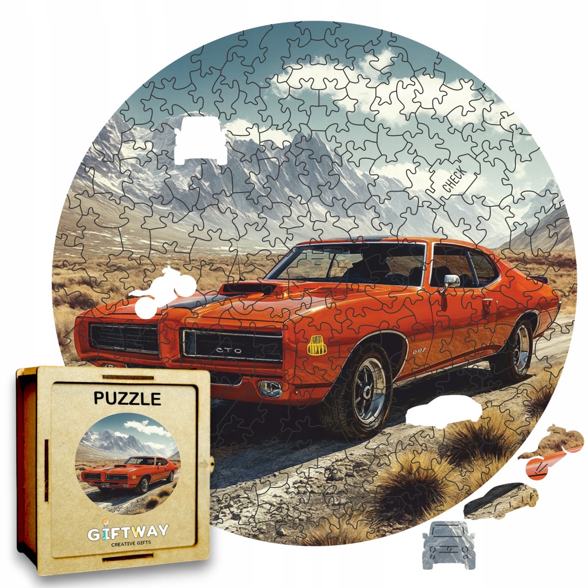 Houten Puzzel Auto 215 Stukjes - Decoratief en Educatief