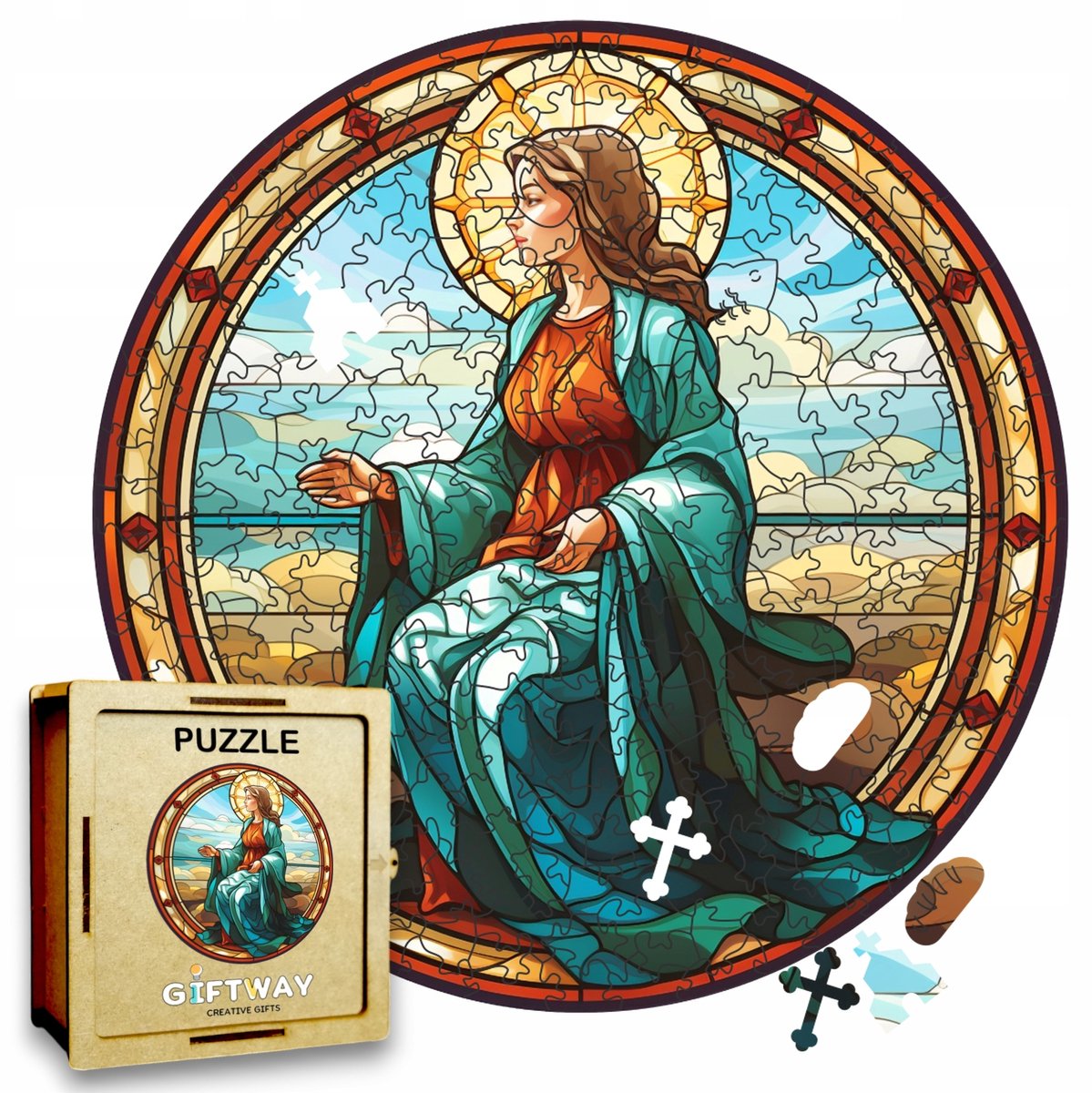 Houten Puzzel Maria 208 Stukjes - Religieuze Kunst voor Volwassenen