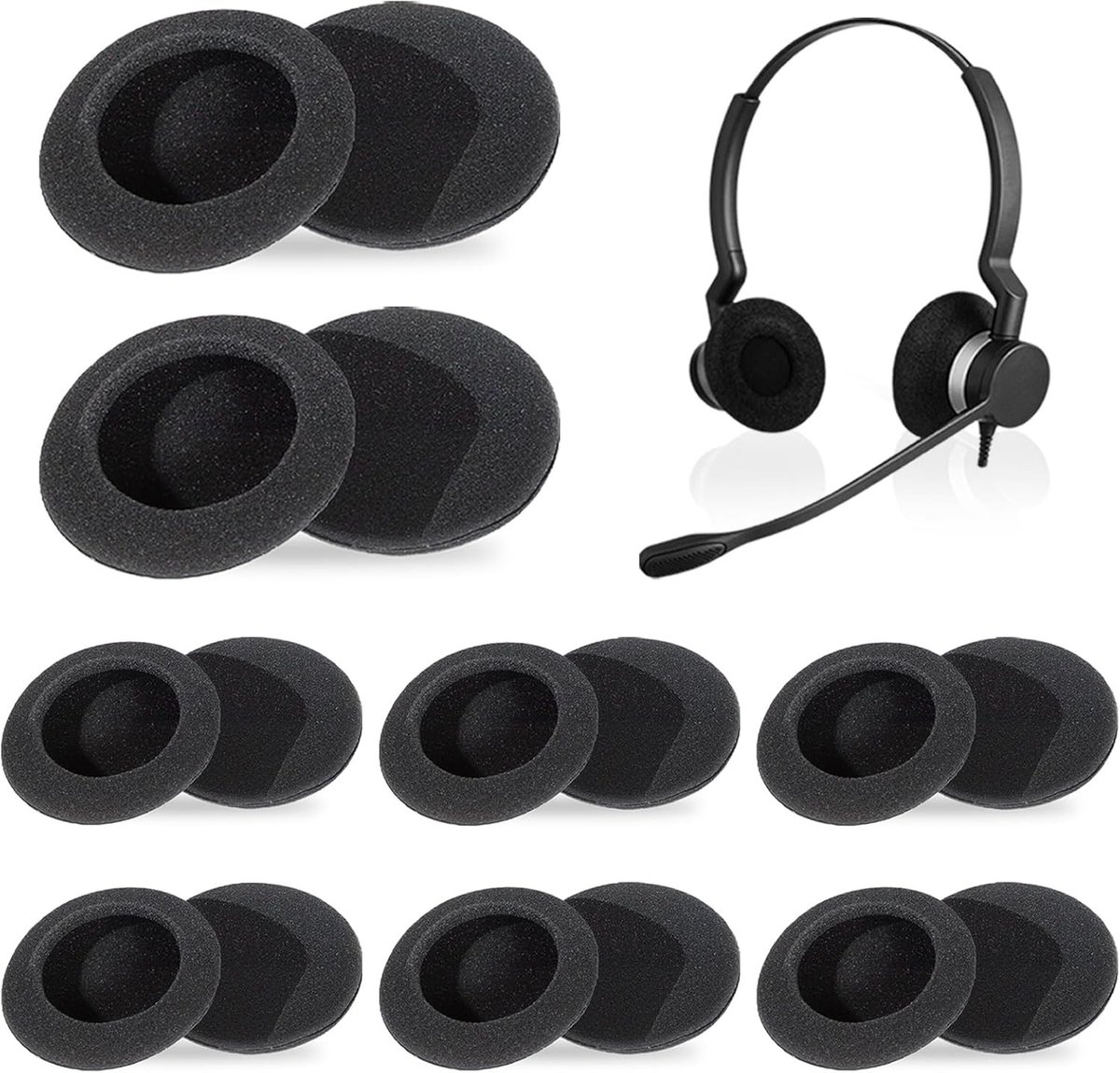 16 Stuks Vervangende Oorkussens voor Hoofdtelefoons, Ademend Schuim, Geschikt voor PC en Meer, 50mm Comfortabele Oorkussens