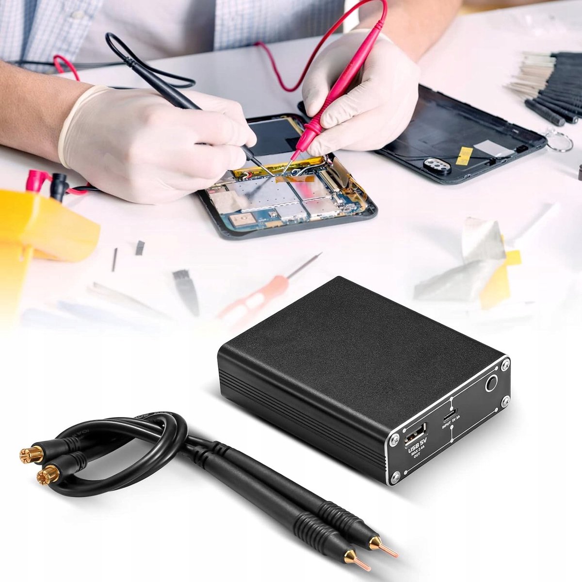 Puntlasmachine Batterij - Mini Lasapparaat - Puntlasapparaat Draagbaar - Micro-USB - Vergulde Laspennen - Stabiele Geleiding - Eenvoudig te Bedienen - Voor Metaal & DIY Projecten - Compact