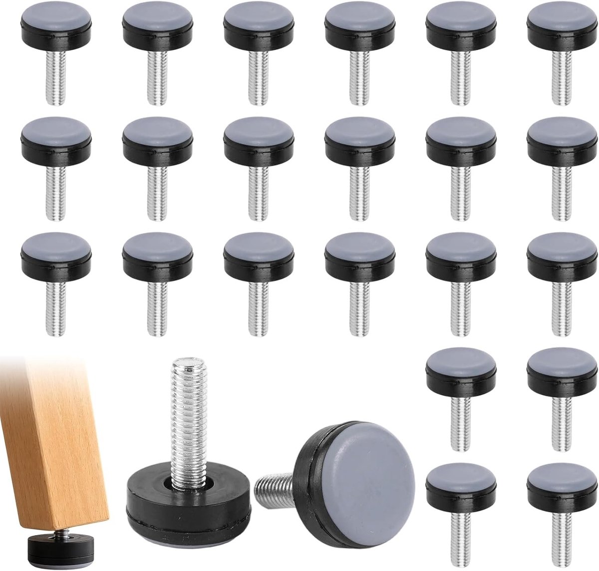Meubelglijders 20mm met Schroefdraad - 16 Stuks Teflon Glijders voor Vloerbescherming en Geluidsreductie