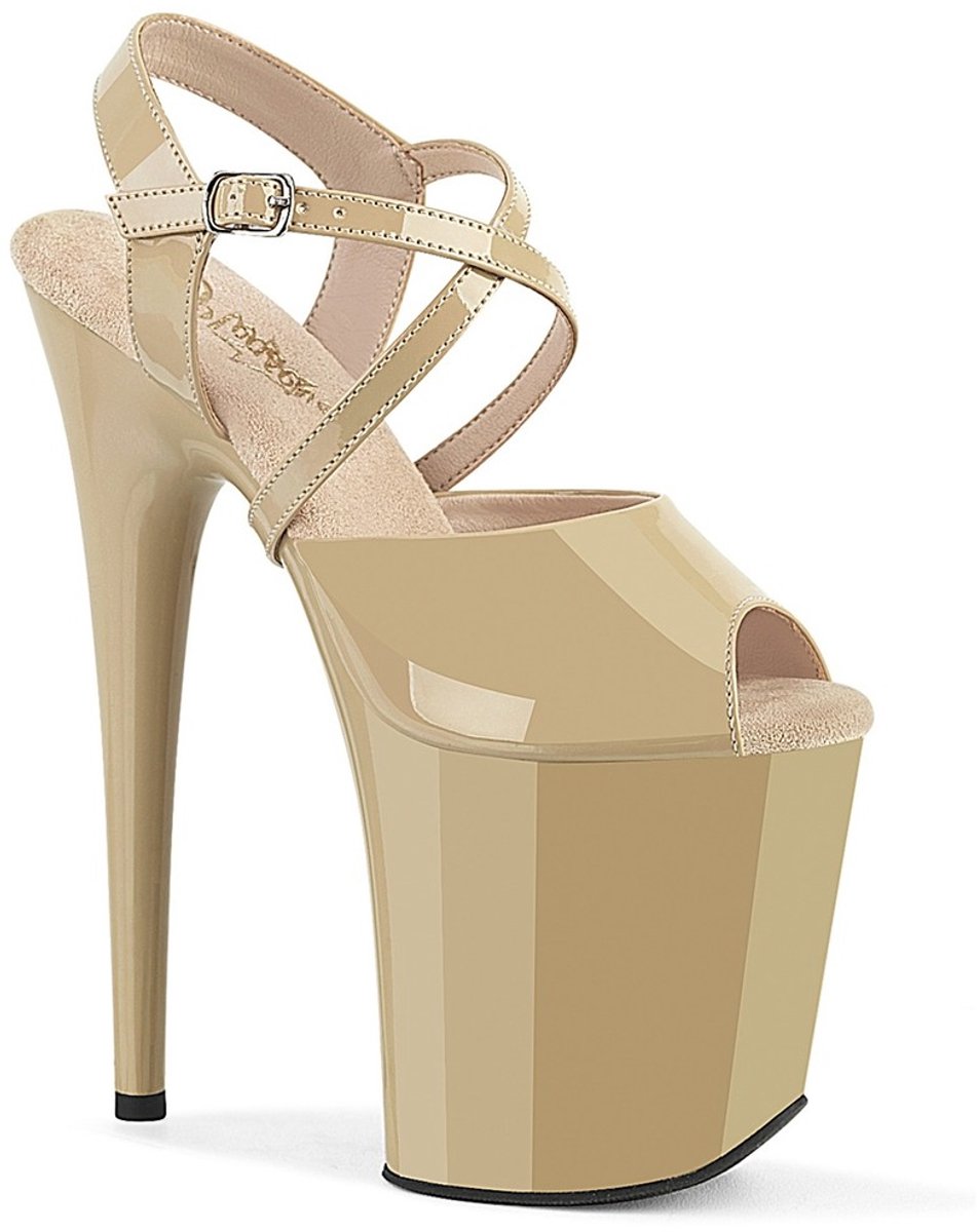 Pleaser - FLAMINGO824 Sandaal met enkelband, Paaldans schoenen - US 10 - 40 Shoes - Creme