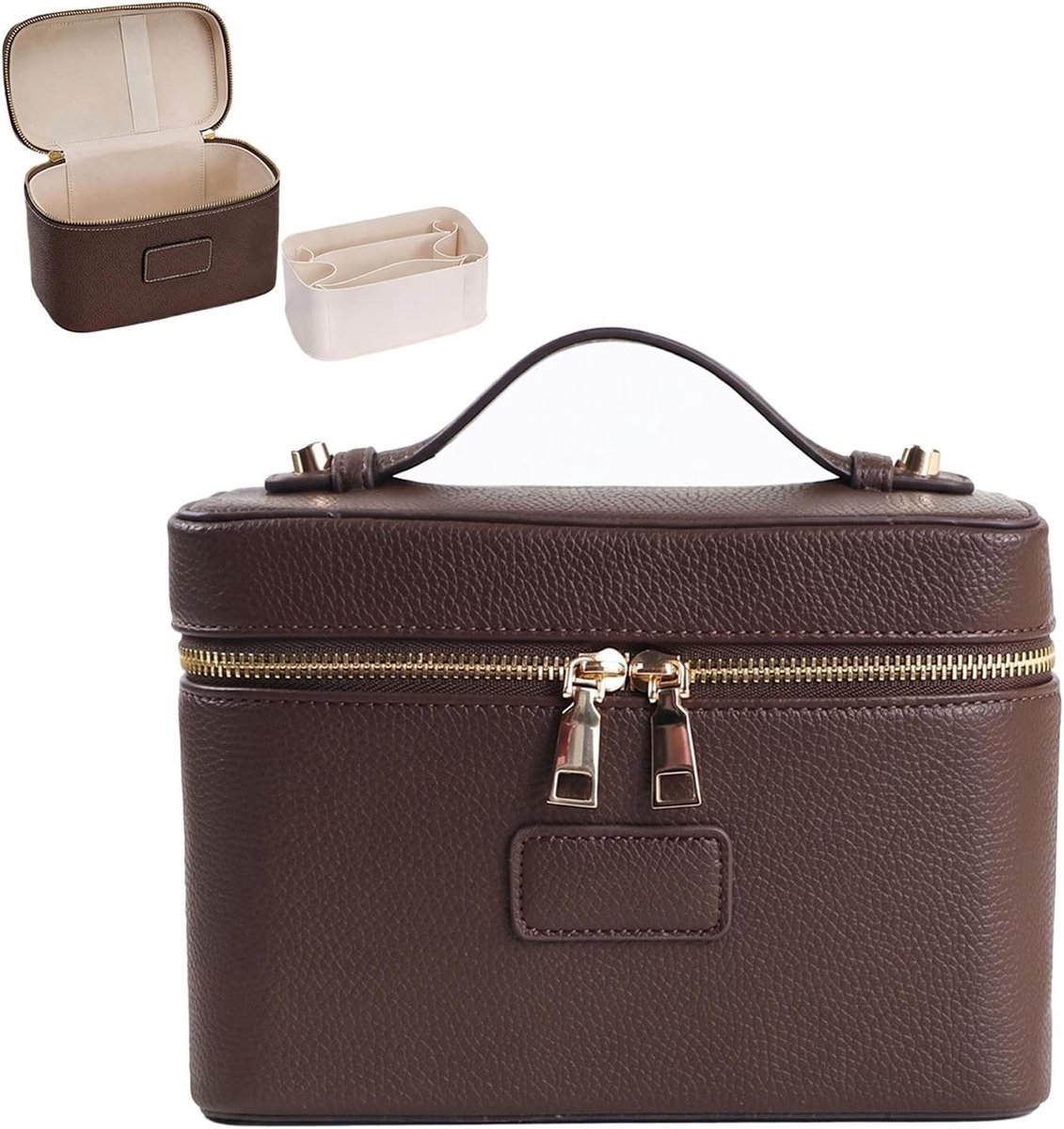 Grote Make-up Tas voor Vrouwen, Cosmetica Organizer met Verwijderbare Scheidingswand voor Dagelijks Gebruik en Reizen, Stijlvol en Praktisch