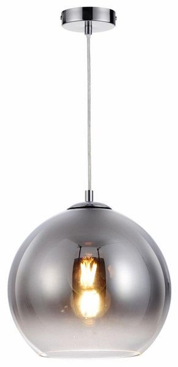 Chromen Glazen Hanglamp Castilo Rond Kap Boven Eettafel